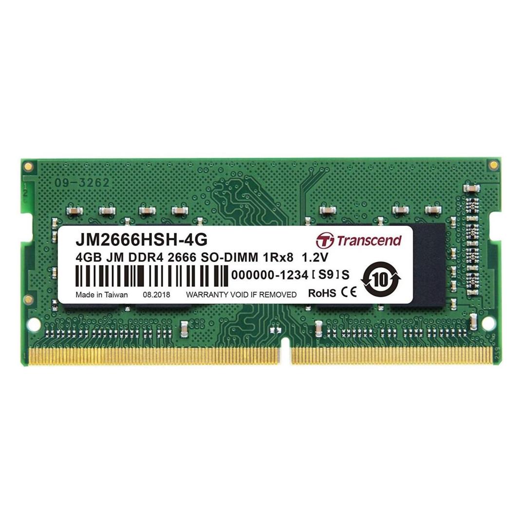 Transcend 4GB JM DDR4 2666 SO-DIMM 1Rx8 512Mx8 CL19 1.2V (1 x 4GB, 2666 MHz, DDR4-RAM, SO-DIMM) (JM2666HSH-4G)