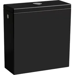 LAUFEN Kartell Spülkasten für Stand-WC-Kombination 824337, Zwei-Mengen-Spülung, Wasseranschluss seitlich, H8293320209721, Farbe: Schwarz glänzend