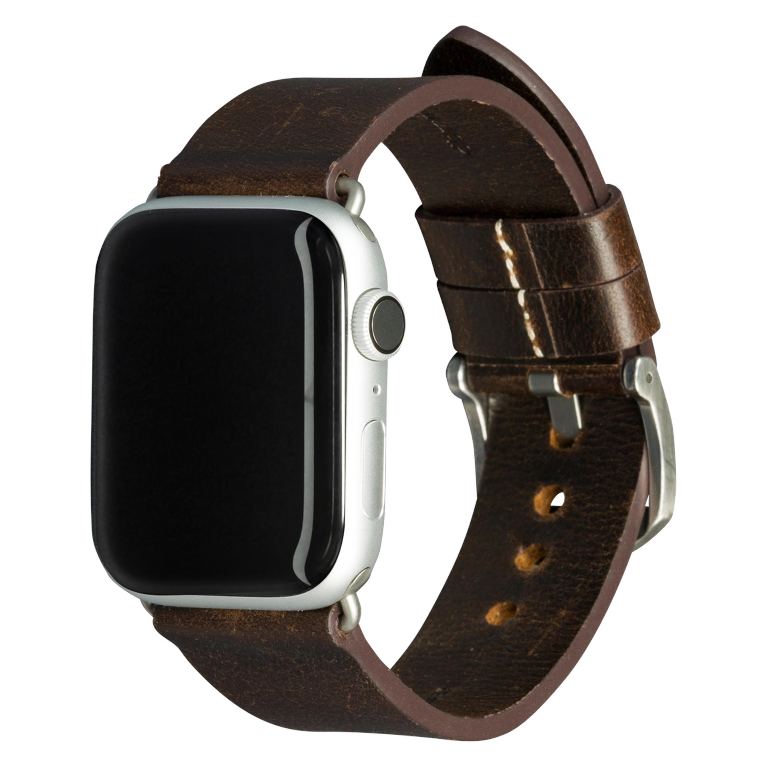 dbramante1928 Bornholm - Watch Strap 44mm - Dark Brown/Silver (44 mm, Leather, Leder) (AW44DBSI1034)