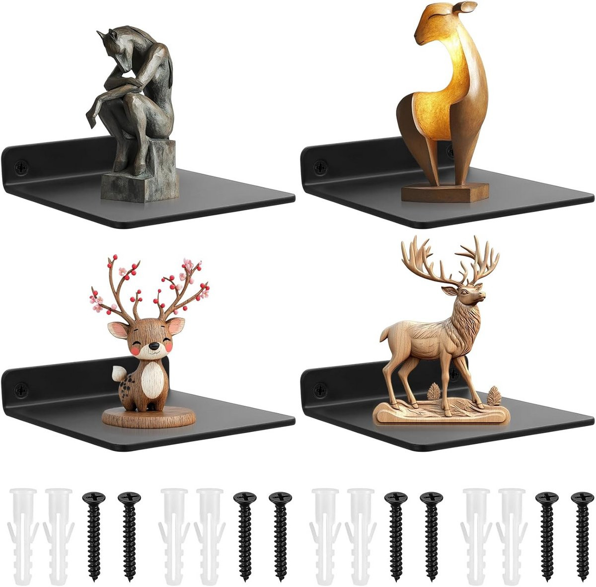 Zwarte zwevende wandplanken van koolstofstaal, Breedte: 109 cm