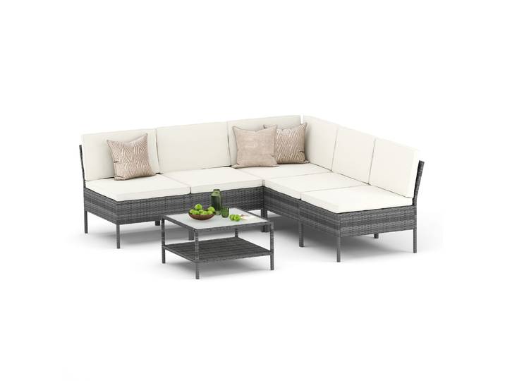Rattanlounge RIVERA grau/beige