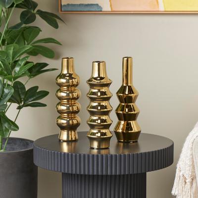 ARCILLA ELEMENTAL Ceramic Bubble Inspired Abstract Vase with Varying Shapes (Set of 3)