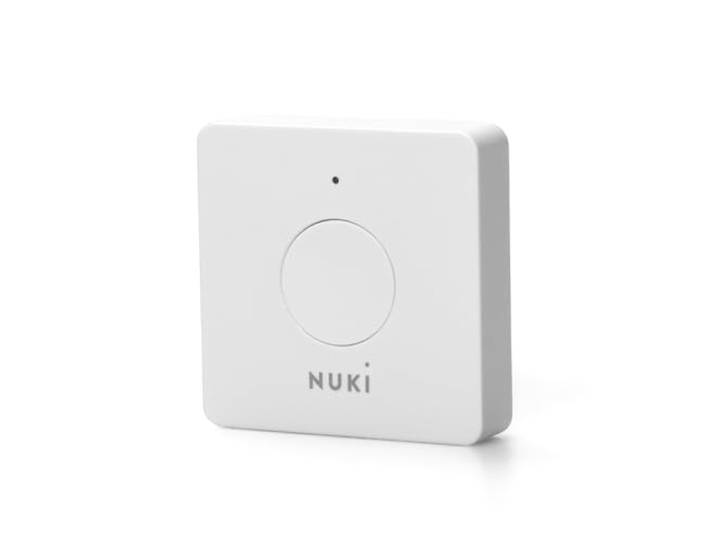 Nuki Opener\, Serrure porte\, ouverture de porte intelligent\, Serrure connectée de l'immeuble\, Nuki WLAN Bridge requis\, interphone sans fil\, Nuki Smart Home\, blanc