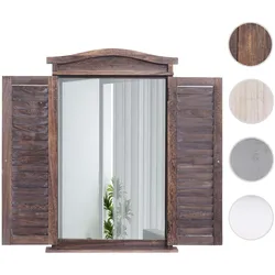 Wandspiegel Badspiegel Badezimmer Spiegelfenster mit Fensterläden, 71x46x5cm ~ shabby braun