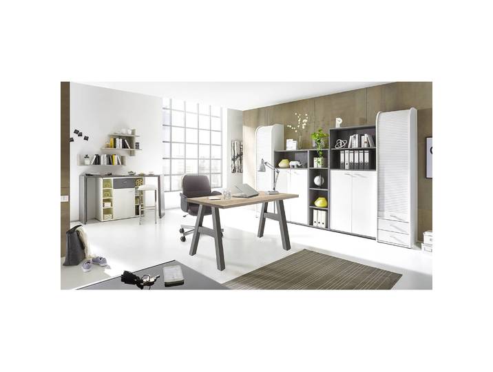 home24 Bureau Leeton I 120cm bruin/antracietkleurig/Sonoma eikenhouten look