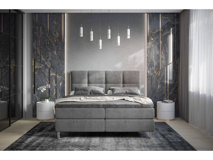 Lit Robanna 180 x 200cm Microfibre Valeria Gris/Gris Rond