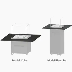 Tischplatte 90x90 cm Schwarz für Pellet Heizstrahler Cube und Barcube