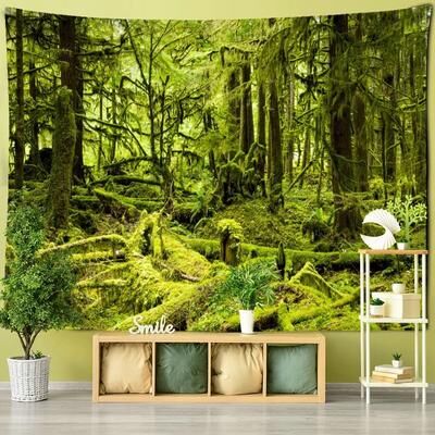 Uplift Essentials Towering Forest Forest Tapestry Misty Nature Scenery Wall Hanging Bohemian Witchcraft Style Home Decor style 5 91 X 71 In