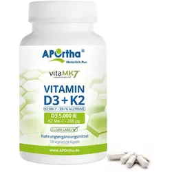 APOrtha® Vitamin D3 5.000 IE + Vitamin K2 vitaMK7® 200 μg - vegetarische Kapseln 120 St
