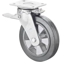 BS Rollen, Möbelrollen, Schwerlastrolle RR120.B80.200 Lenkrolle mit Rad-/Totalfeststeller, Raddurchmesser 200 mm