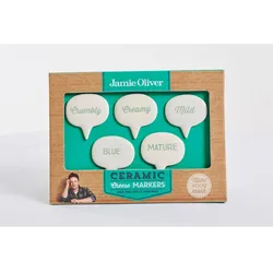 Jamie Oliver Vintage Käseetiketten-Set, 5-tlg., Käseetiketten, Markierung für Käse, Fingerfood, Keramik, Cremefarben, 5 x 4 cm, 554899