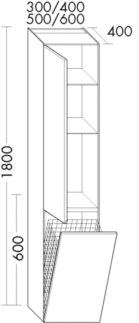 Burgbad Hochschrank rc40 Solitaire Matt 1800x400x400 Trend- oder RAL-Farbe Matt, HSME040RF4532 HSME040RF4532