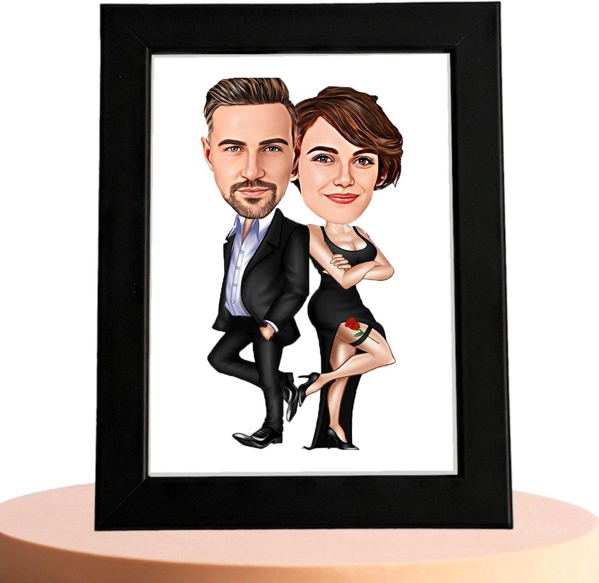 Gepersonaliseerde Mr. & Mrs. Karikatuur Illustratie voor Bruiloft, Jubileum of Valentijn