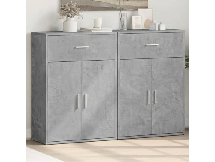 RJPLMFV Anrichte, 2 Stück, Betongrau, 60 x 30 x 84 cm, Holz, Technik Glatte Oberfläche, feuchtigkeitsbeständig, einfache Reinigung, Aufbewahrung für Zeitschriften und Bücher