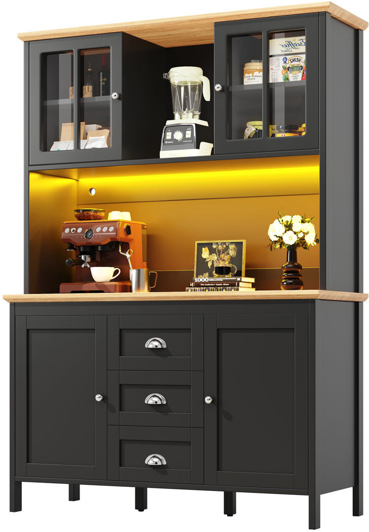 Brayden Studio 179 cm H Standard Pantry / Tall Cabinet Black 179cm H X 120cm W X 40cm D