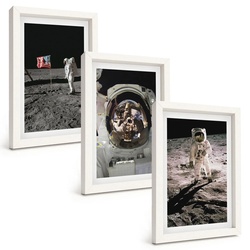 BILDER SET 3er Set - 20x30 cm Weißer Rahmen - NASA-Mondlandung