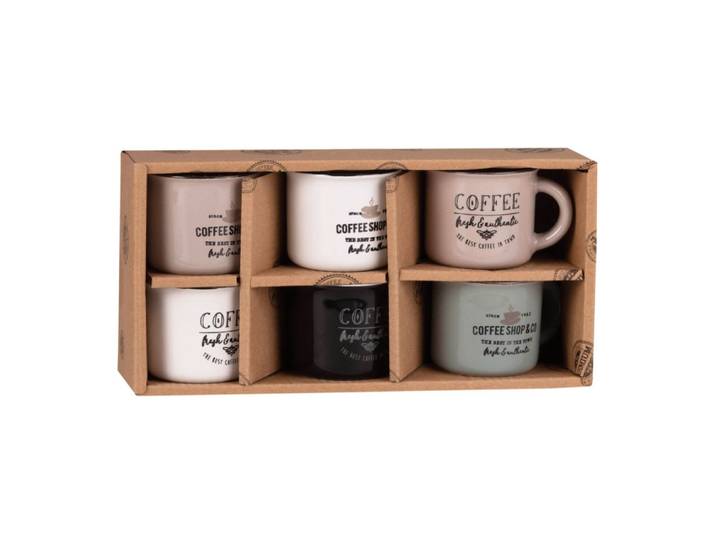 6-er Set Kaffeetassen aus bedruckter Keramik
