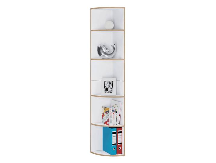 Livetastic Eckregal, Weiß, Honigeiche, Kunststoff, 4 Fächer, 33x183x33 cm, stehend, Wohnzimmer, Regale, Eckregale