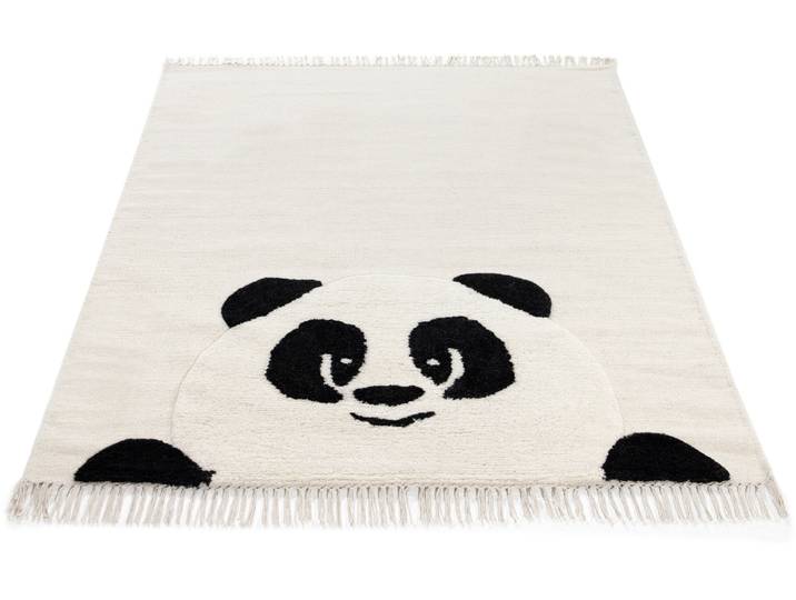 Kinderteppich CARPETFINE Panda , weiss (creme), B:80cm H:0,6mm L:150cm, Obermaterial: 100% Wolle, Teppiche, Kinderteppich