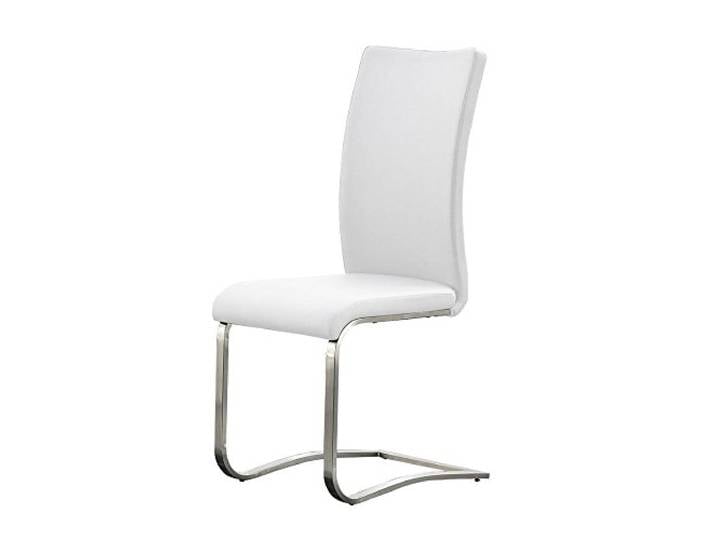 Robas Lund Esszimmerstuhl Leder Weiß 2er Set, belastbar bis 130 kg, Schwingstuhl mit Rindsleder, Gestell Edelstahl, Komfortsitzhöhe, 52l x 43b x 103h centimeters