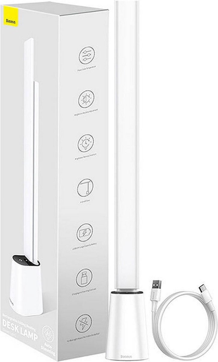 Baseus Verstelbare LED Bureaulamp - Automatisch en Handmatig Dimbaar - Wit
