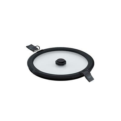 Deckel RÖSLE "Vakuumdeckel FLEXX 2GO 0,8 L rund mit Clips", silberfarben, schwarz, B:16,5cm H:1,6cm L:16,5cm, Glas, Silikon, Deckel, Deckel für 0,8 L Dose FLEXX 2GO