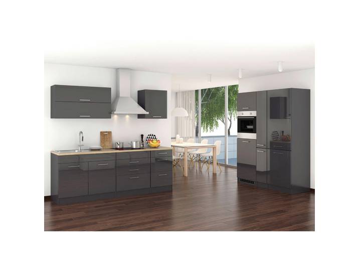 Held Küchenblock, Graphitfarben, Holzwerkstoff, 8 Schublade(n) Schubladen, seitenverkehrt montierbar, nur wie online abgebildet bestellbar, 380 cm, Made in Germany, Küchen, Küchenblöcke, Küchenzeilen, Küchenzeilen mit Geräten