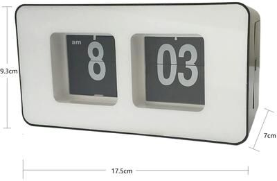 Uplift Picks Classic Retro Automatic Flip Desk Clock Silent Battery Powered Table Clock white black