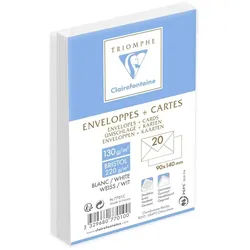 Clairefontaine 50x 20 Umschl + 20 Karten 90x140- Weiß 7701C