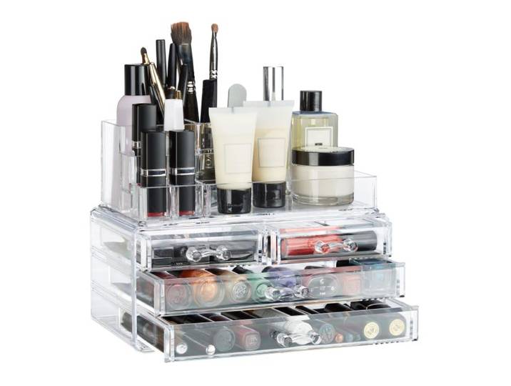 Relaxdays 2x Organiseurs de maquillage 4 tiroirs