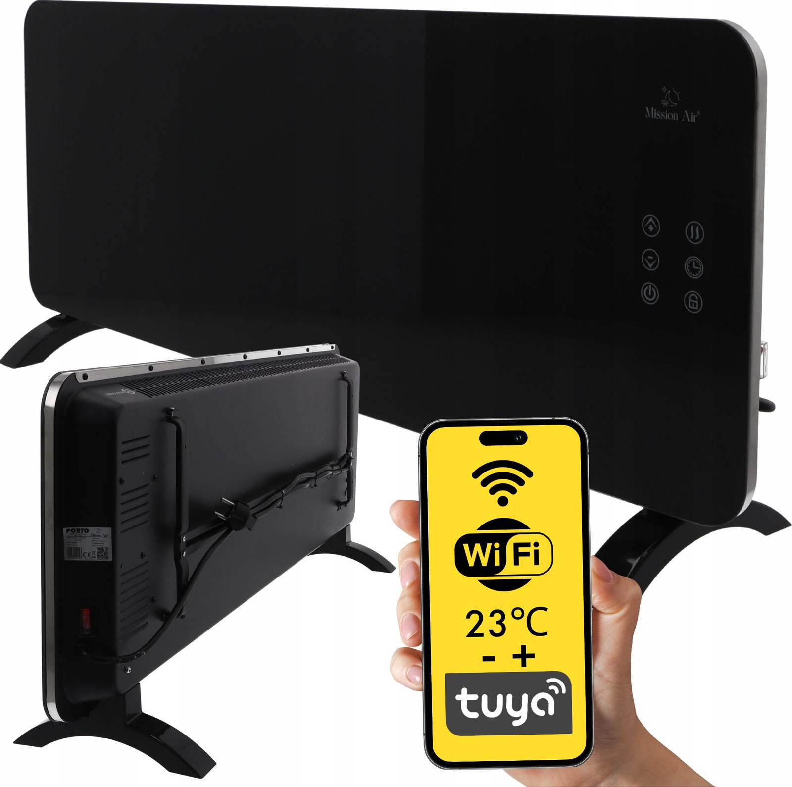 Mission Air Convectorverwarming PORTO WiFi, 2400 W, zwart