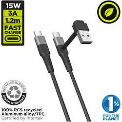 Muvit USB A zu USB-C-Kabel for Change Schwarz (1.20 m, 15 W), USB Kabel
