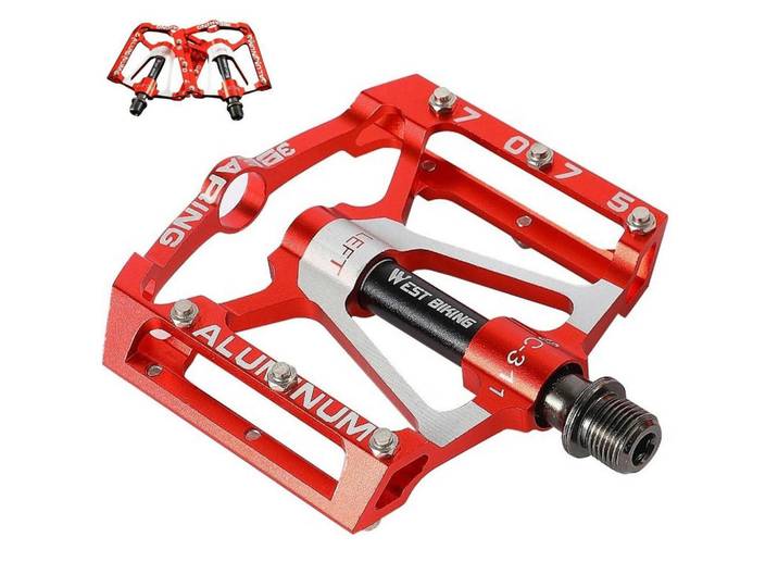 Fahrradpedale Aluminium CNC Rot 9/16 Zoll rutschfest 3 Dichtlager, Metall, 10x1.5x10 cm, Freizeit & Co, Sport & Fitness, Fahrräder, Fahrradzubehör