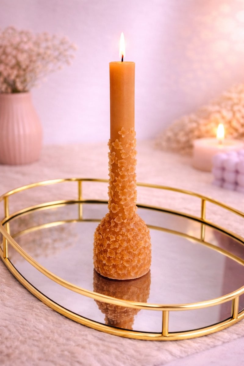Sculpture Bloom Kaars in Apricot