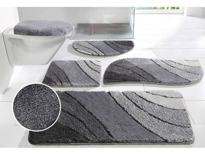Badematte GOODPRODUCT Josie, Badvorleger, Badezimmer Teppich Gr. 61, grau (verlauf anthrazit), H:20mm, Polyester, Badematten, Badematte, Badteppich, Badematten, rechteckig, rund & als 3-tlg. Set erhältlich