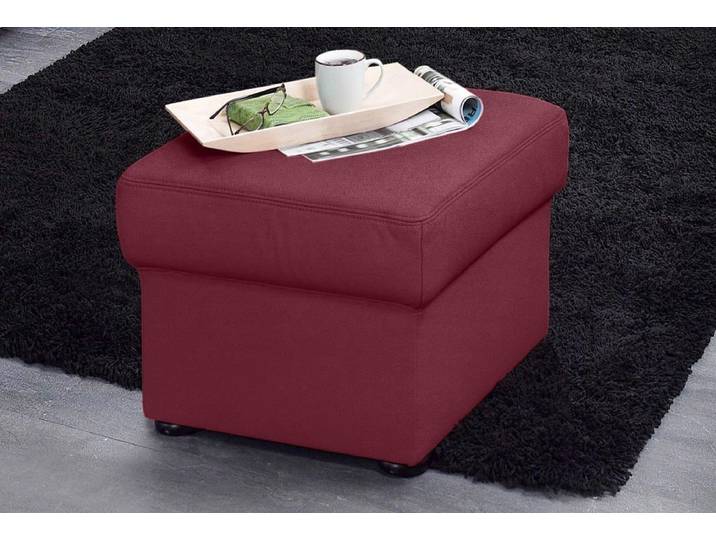 Hocker SIT & MORE Bansin , rot (bordeaux), B:58cm H:45cm T:58cm, Luxus-Microfaser ALTARA NUBUCK (100% Polyester);SOFTLUX-Kunstleder;NaturLEDER (echtes Rindsleder)/Korpus SOFTLUX-Kunstleder, Hocker, Polsterhocker Lederhocker