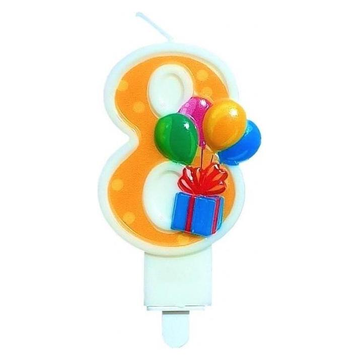 Mk Trade Geburtstagskerze 8 mit Luftballons (47593967)