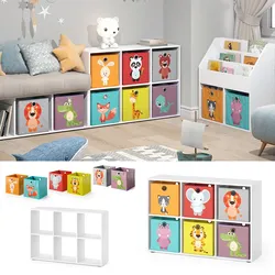 Vicco Raumteiler Regal Bücherregal Weiß 6 Fächer Standregal Kinder-Faltboxen