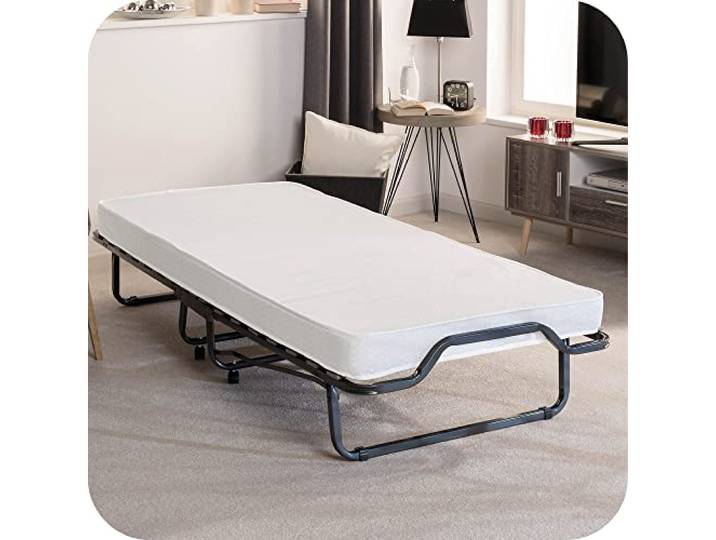 Beautissu Gästebett klappbar & faltbares Reisebett mit Stahlrahmen Matratze 80x200cm inkl Schutzhülle & 10,5cm dicke Schaumstoff Matratze ohne Aufbau langlebig stabiler Stahlrahmen 4 Rollen Venetia