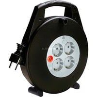 Vario-Line Mini-Kabeltrommel 4-fach schwarz/grau, 5 Meter