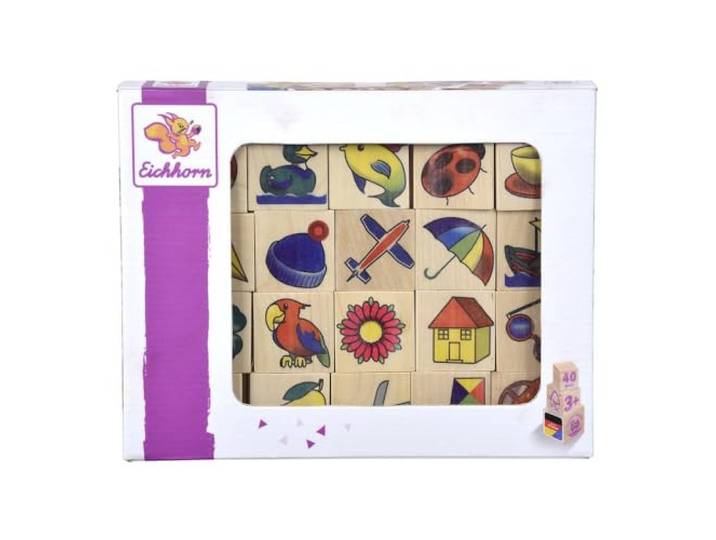 Eichhorn/Heros 100072402 - Holz Bilder-Memo Spiel, 40-teilig, mit 20 verschiedenen Motiven, aus Buchenholz - Made in Germany