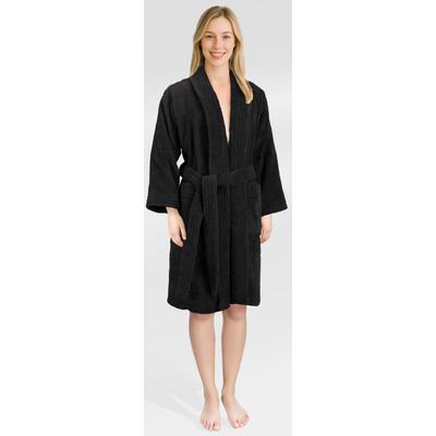 Damenbademantel HAMMETEX "Ren, 100% Baumwolle" Gr. XXL, schwarz, L:100cm, Baumwolle, Hausmäntel, 380 g/m² Frottee Bademantel mit Taschen – Saugfähig & Weich