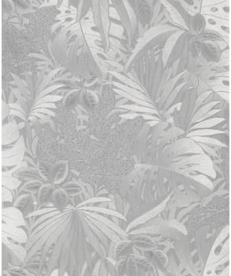 Galerie Wallcoverings Eden Collection Metallic Jungle Leaves Vinyl on Non-Woven Wallpaper Roll