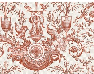 York Wallcoverings Avian Fountain Toile Brick Wallpaper
