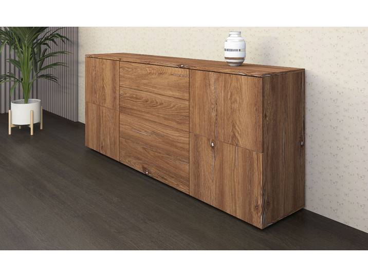 Sideboard BORCHARDT MÖBEL Rova, Kommode Breite 166 cm , braun (vintage eiche), B:166cm H:72cm T:35cm, Holzwerkstoff, Sideboards, Sideboard, Breite 166 cm