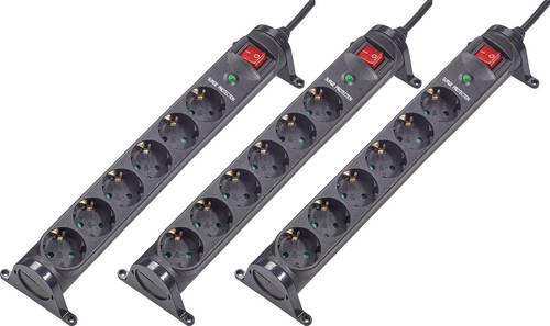 Renkforce RF-3187672 Überspannungsschutz-Steckdosenleiste 6fach Schwarz Schutzkontakt 3St.