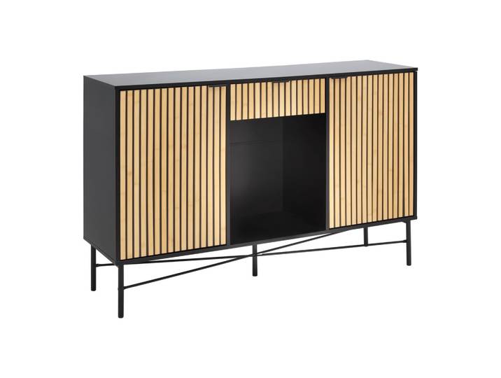 Sideboard Madrid Natur/Schwarz Echtholz