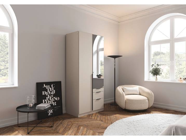 Armoire Alabama avec miroir gris A 91cm Beige/Cachemire Gris