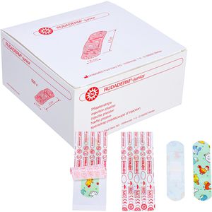 Nobamed Pflaster Rudaderm Junior, 500 Strips, steril, wasserfest, sensitiv, 7,6 x 1,9cm