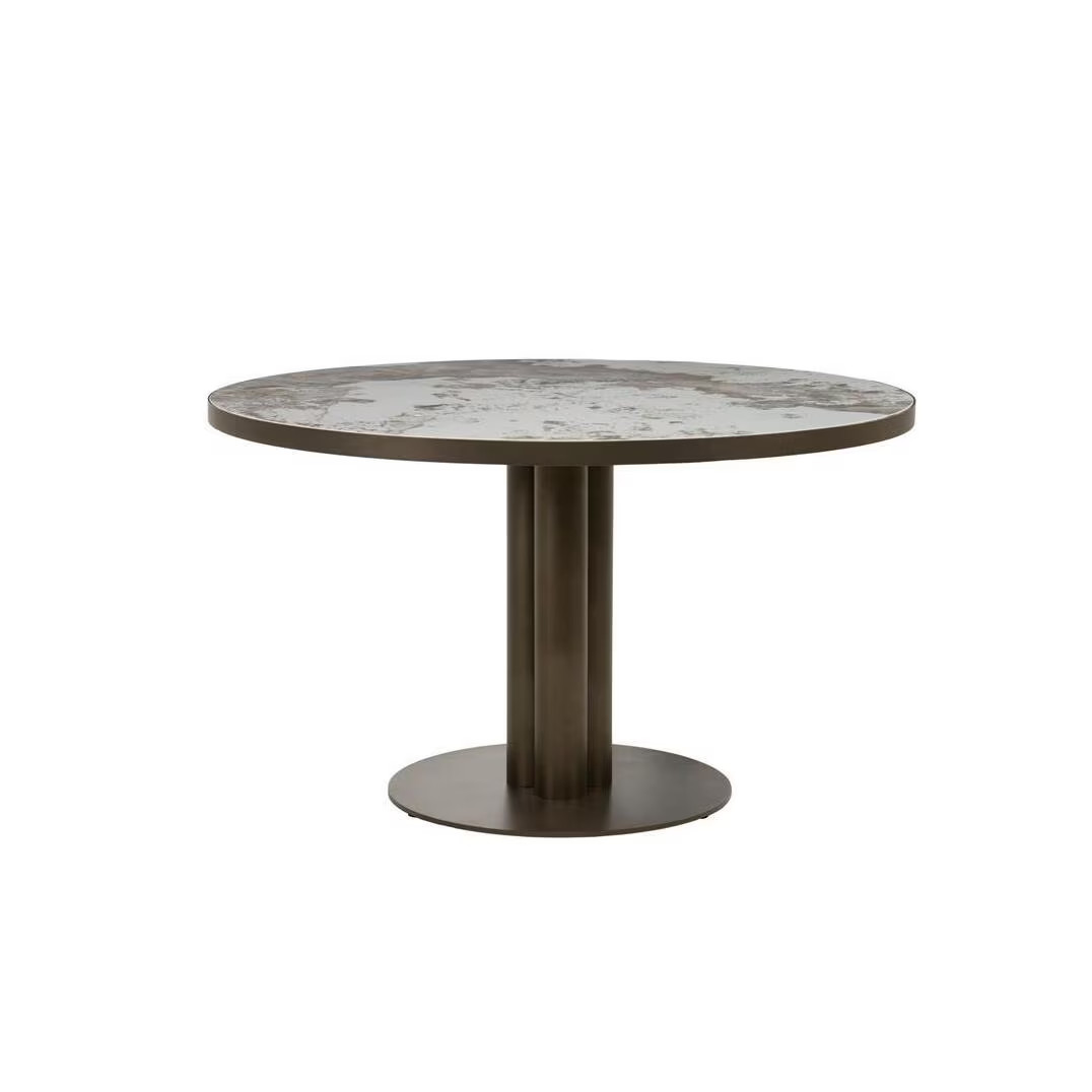Eleonora Ronde Eettafel Gino Keramiek met marmerlook, Ø130 cm - Bruin